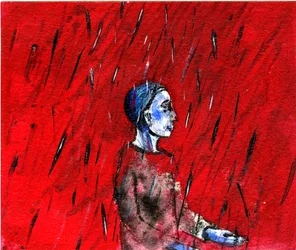 Red Night, Blue Rain, 2005, (olje på papir)